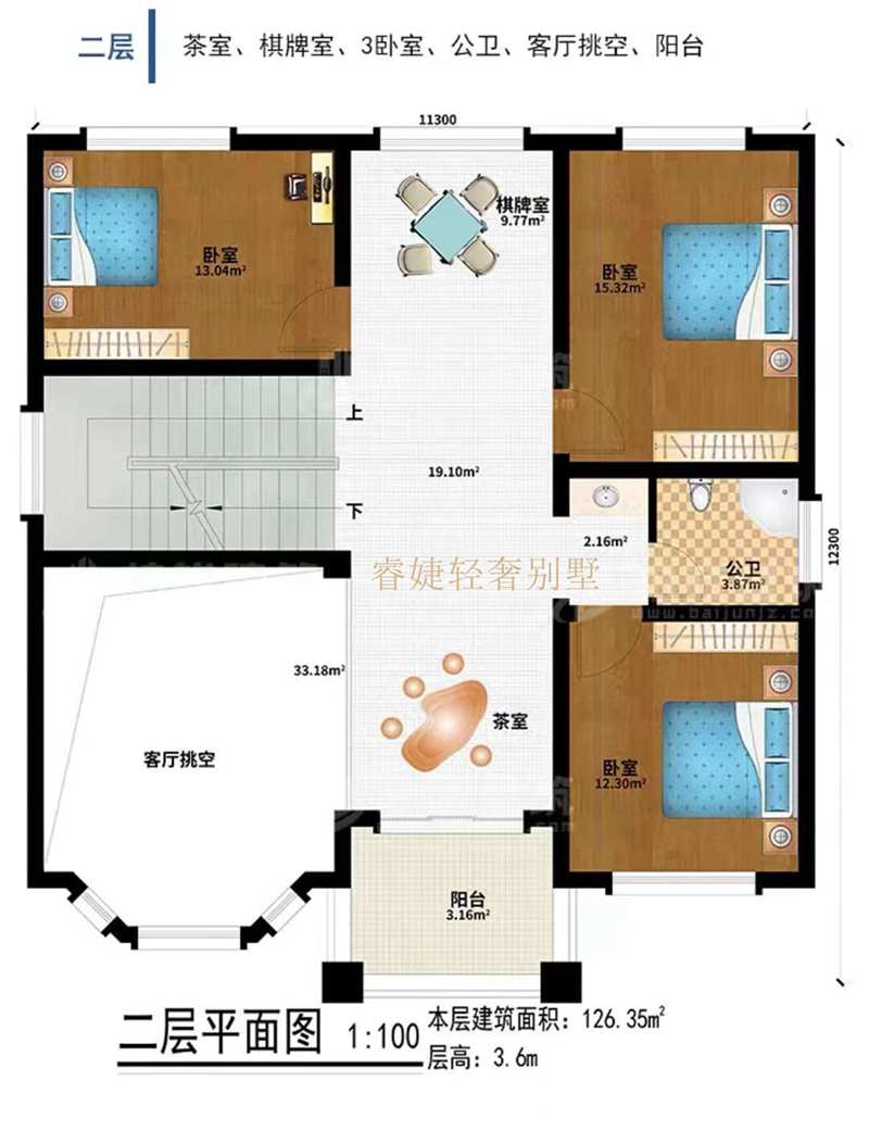 挑空客廳簡歐二層別墅(圖4)